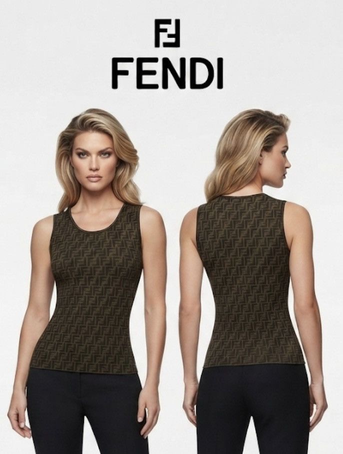 Fendi Fendi Monogram Luxury Iconic Retro Vintage 80/90s Tank Tops Size M / US 6-8 / IT 42-44 - 1 Thumbnail