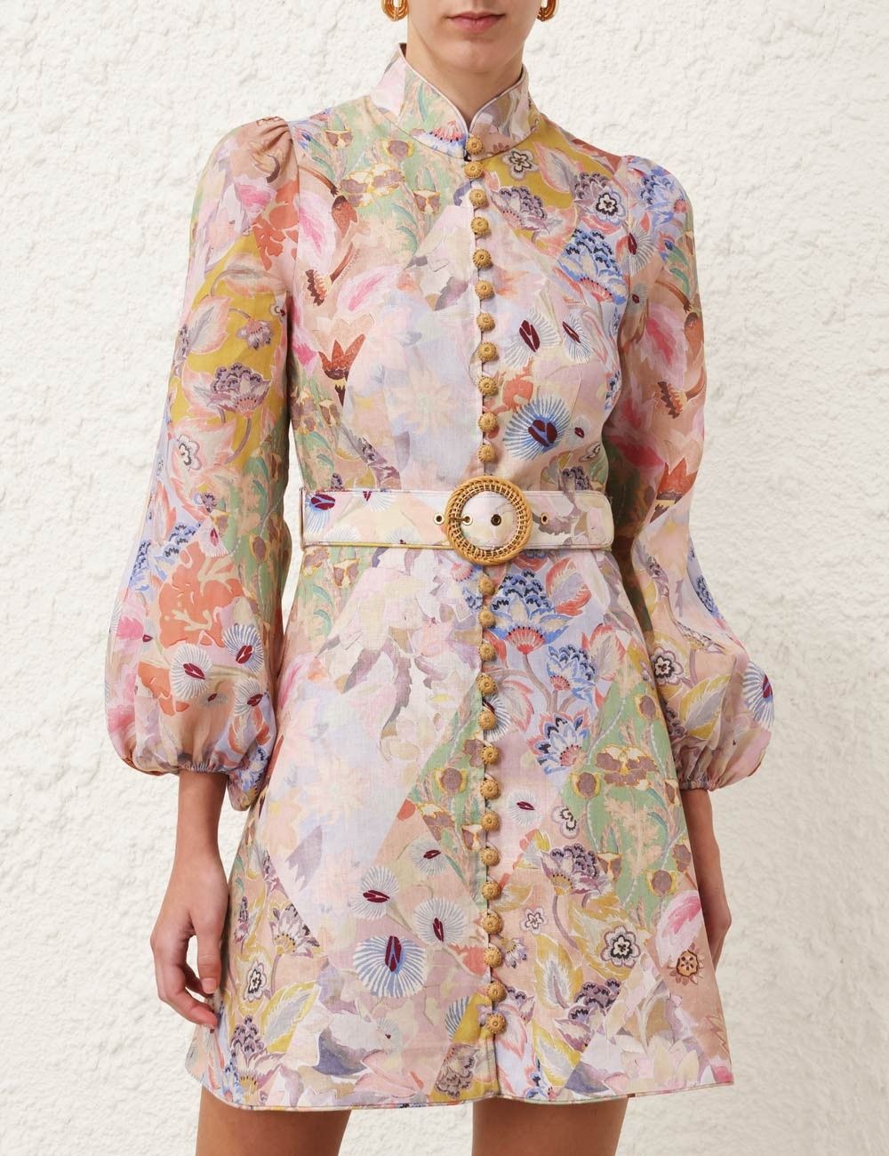 Zimmermann oc11z0825 Illustration Belted Mini Dress in Multicolor Size M / US 6-8 / IT 42-44 - 2 Thumbnail