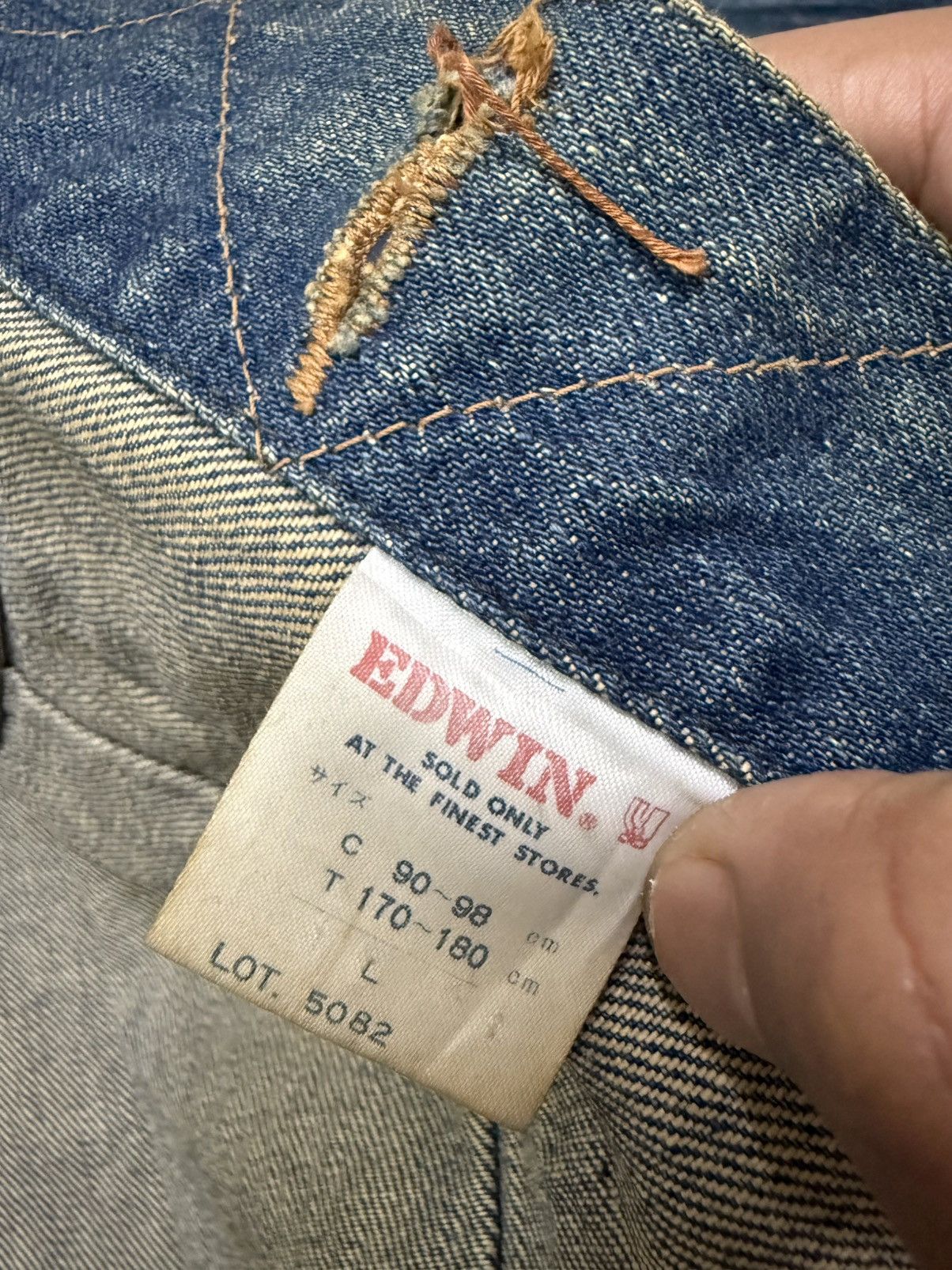 Edwin Vintage 80s Edwin Distressed Denim Trucker Jacket Jeans Size US S / EU 44-46 / 1 - 11 Thumbnail