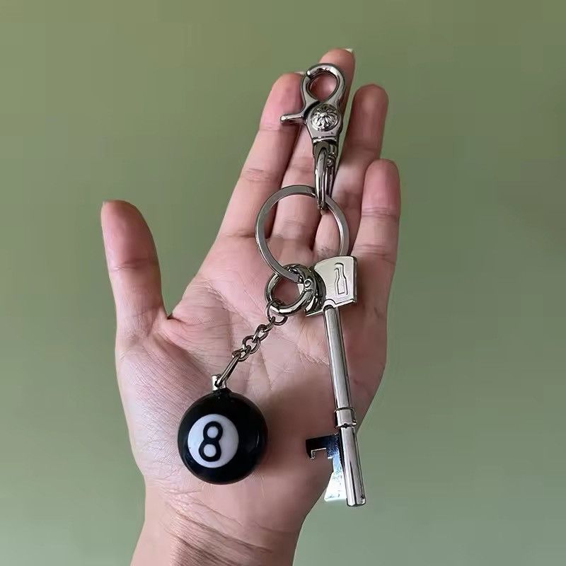 Jewelry Pool Ball Key Chain in Silver, Men's