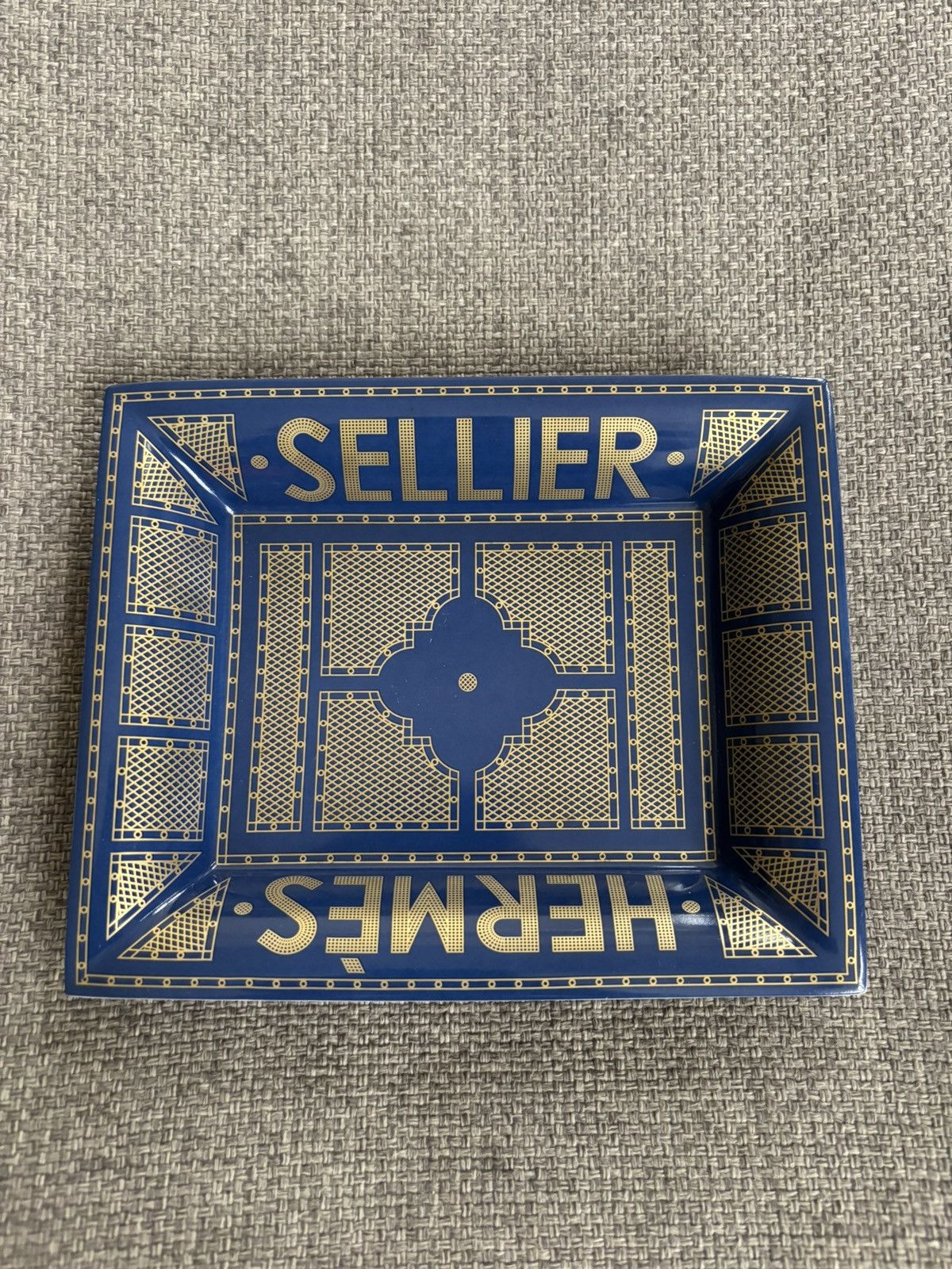 Hermes Hermes Blue & Gold Porcelain Sellier Tray Size ONE SIZE - 5 Thumbnail