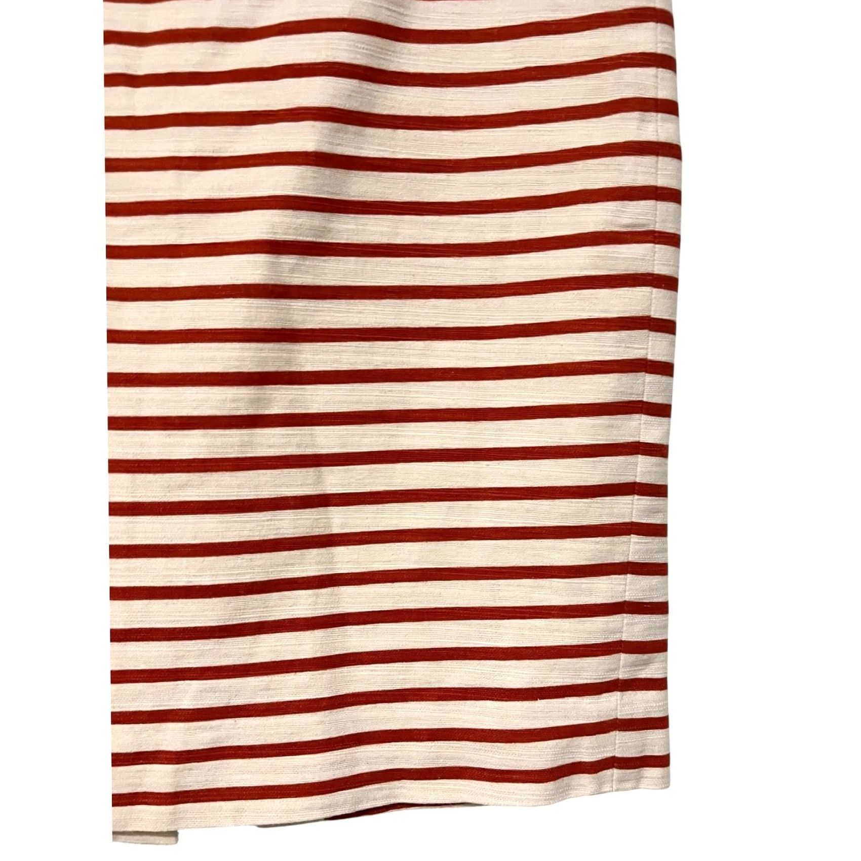 J.Crew J. Crew No 2 Pencil Skirt Size 2 Red Ivory Stripe Knee Length Linen Cotton Skirt Womens Knee Length Striped Autumn Winter Spring Summer 2 Womens Size 26" / US 2 / IT 38 - 3 Thumbnail