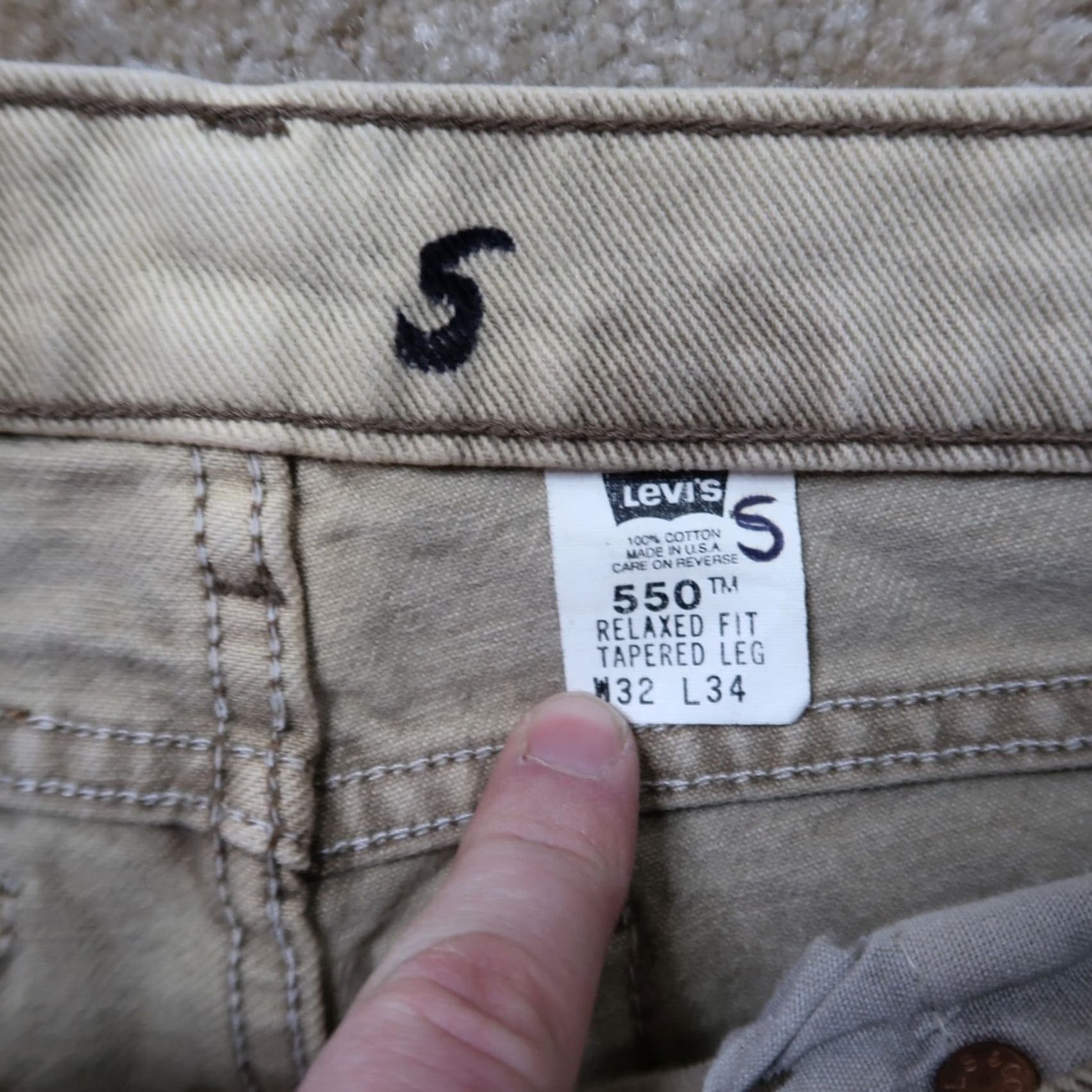 Levi's VINTAGE Levi's 550 Jeans Mens 32x34 Beige Denim Relaxed Tapered 90s 1994 USA Grunge Pills Size US 32 / EU 48 - 4 Thumbnail