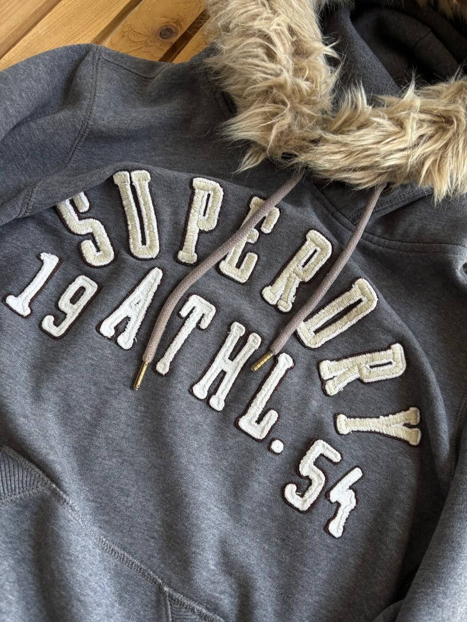 Abercrombie & Fitch 00s Superdry Y2K Fur Fuzzy Vintage Distressed Hoodie Bomber Size US M / EU 48-50 / 2 - 3 Thumbnail