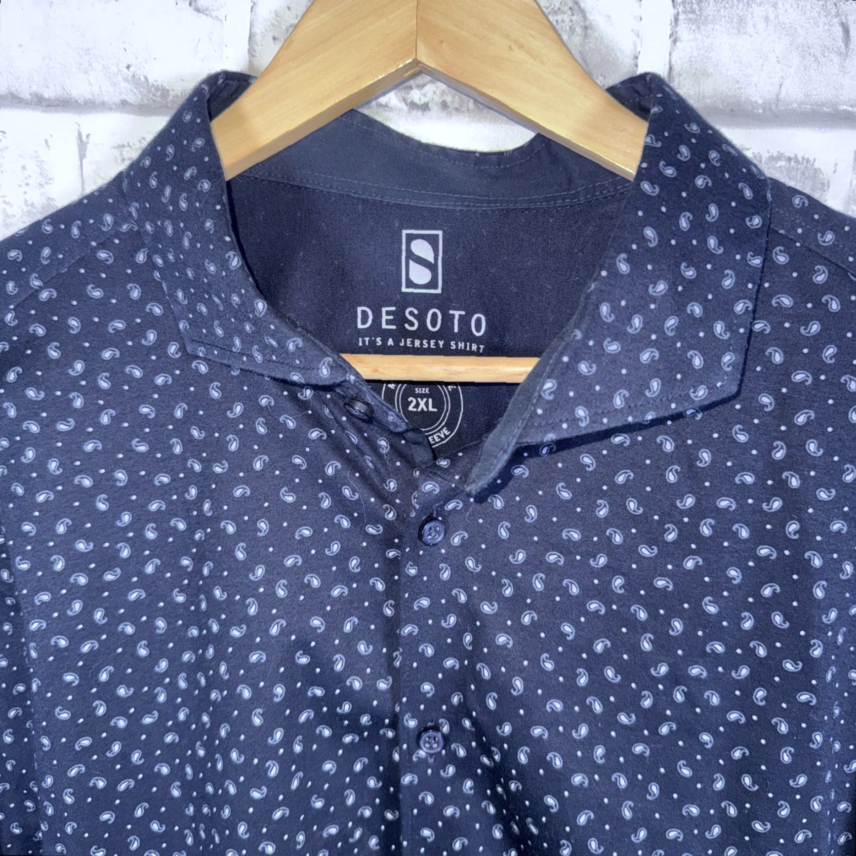 Vintage DeSoto Jersey Shirt Long Sleeve Button Up Mens Size 2XL Blue Shirt Size US XXL / EU 58 / 5 - 2 Thumbnail