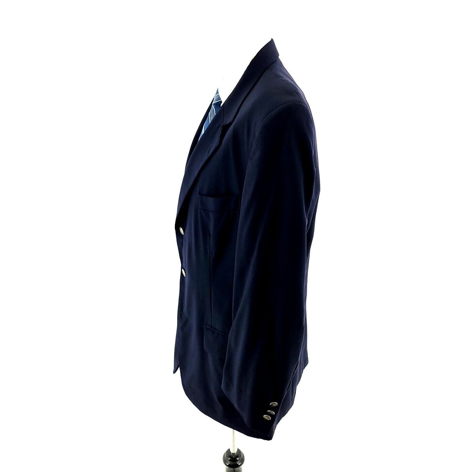 Savile Row DAMAGED Savile Row Wool 3 Gold Button Blazer 42R Blue Size 42R - 8 Thumbnail