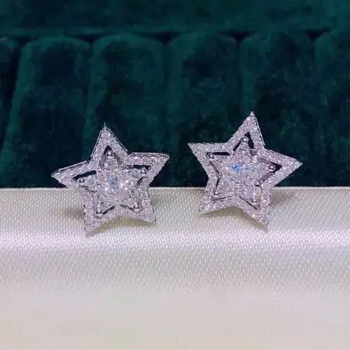 Vintage Zirconia Crystal Star Stud Earring (1pairs） Size ONE SIZE - 4 Thumbnail