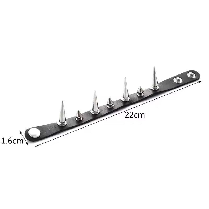 Jewelry Long Spike Bracelet Leather Strap Size ONE SIZE - 4 Thumbnail