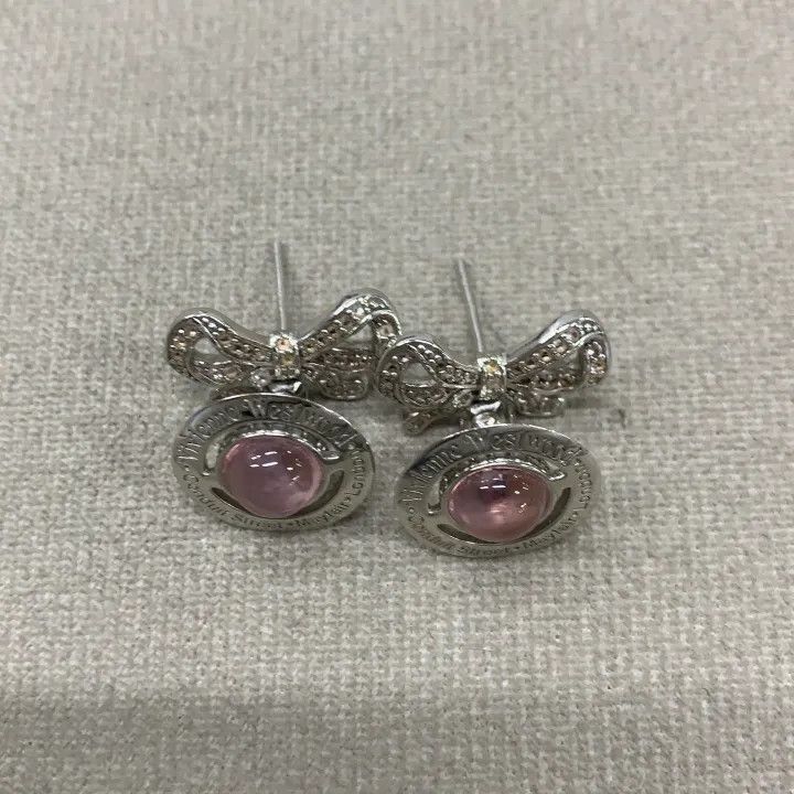 Vivienne Westwood Vivienne Westwood Pink Orb Earrings with Satin Bow -2507 Size ONE SIZE - 4 Thumbnail