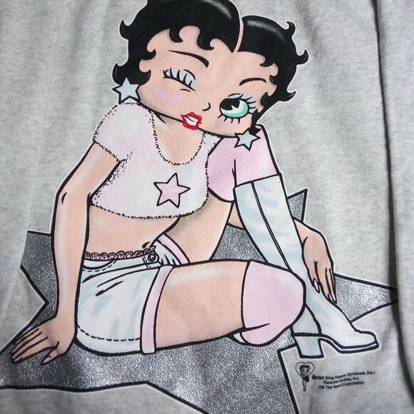 Warner Bros Vintage 90s Betty Boop Super Star Crewneck Sweatshirt Size US XL / EU 56 / 4 - 1 Thumbnail