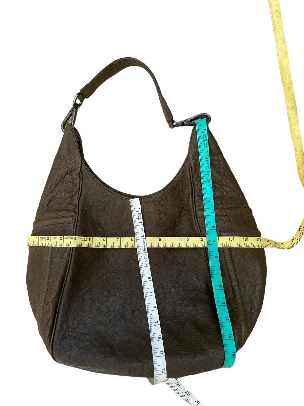 Leather Vintage MaxMara Made in Italy Patina Leather Hobo Bag Size ONE SIZE - 7 Thumbnail
