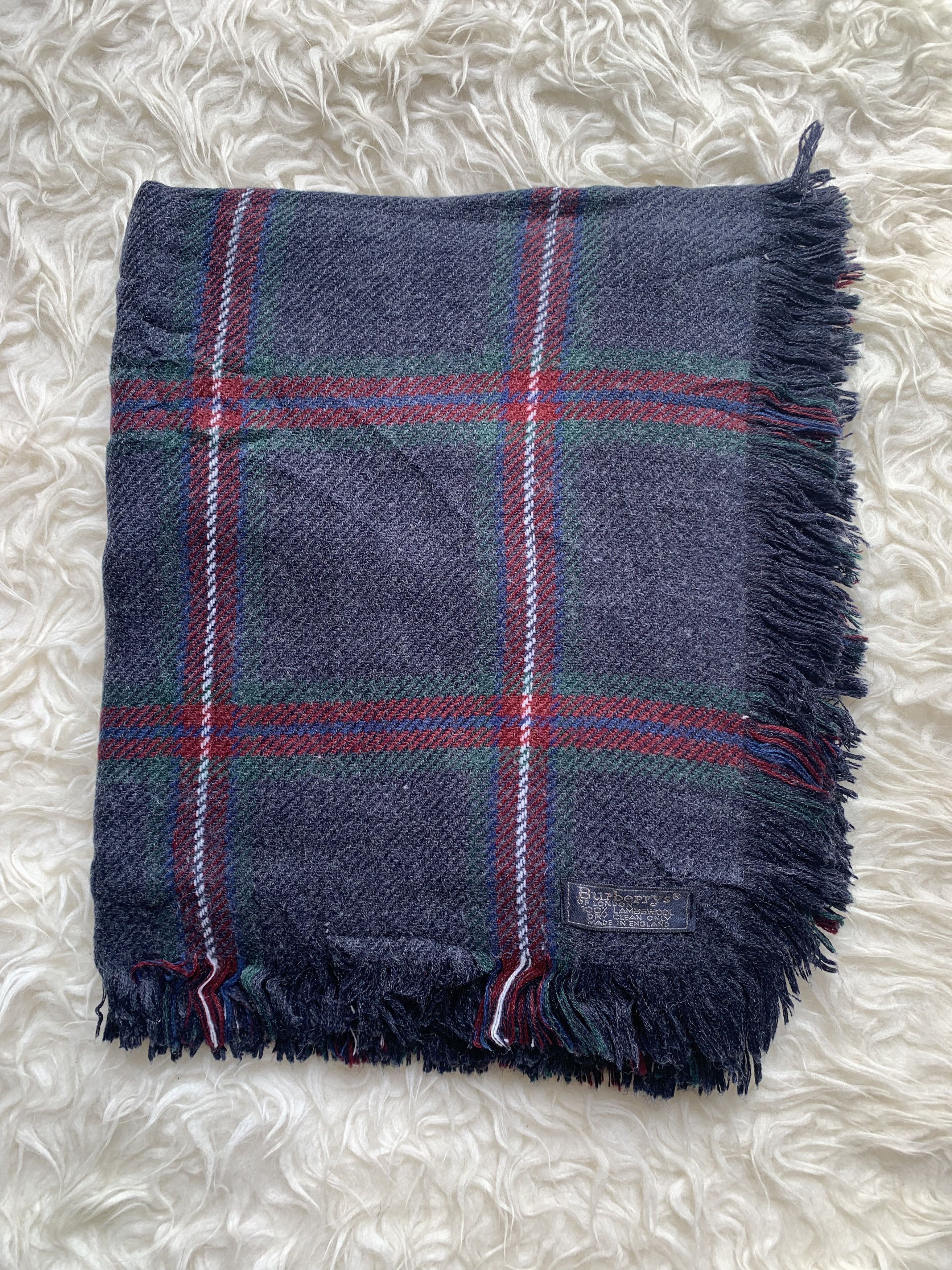 Burberry Burberry Scarf Navy Blue multicolor square Wool scarf Size ONE SIZE - 2 Thumbnail