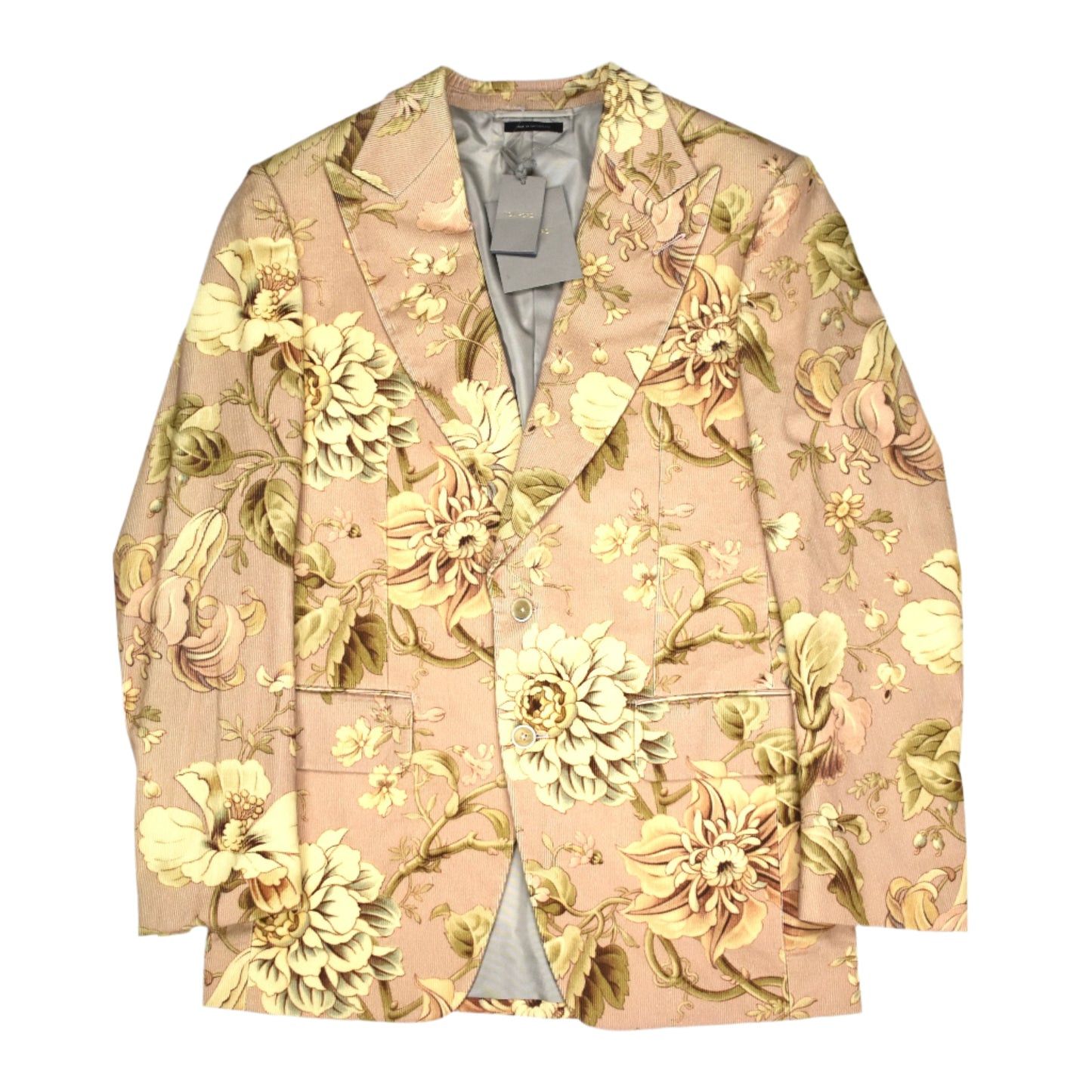 $6.5K TOM FORD Floral Print Atticus Blazer Light Pink Corduroy