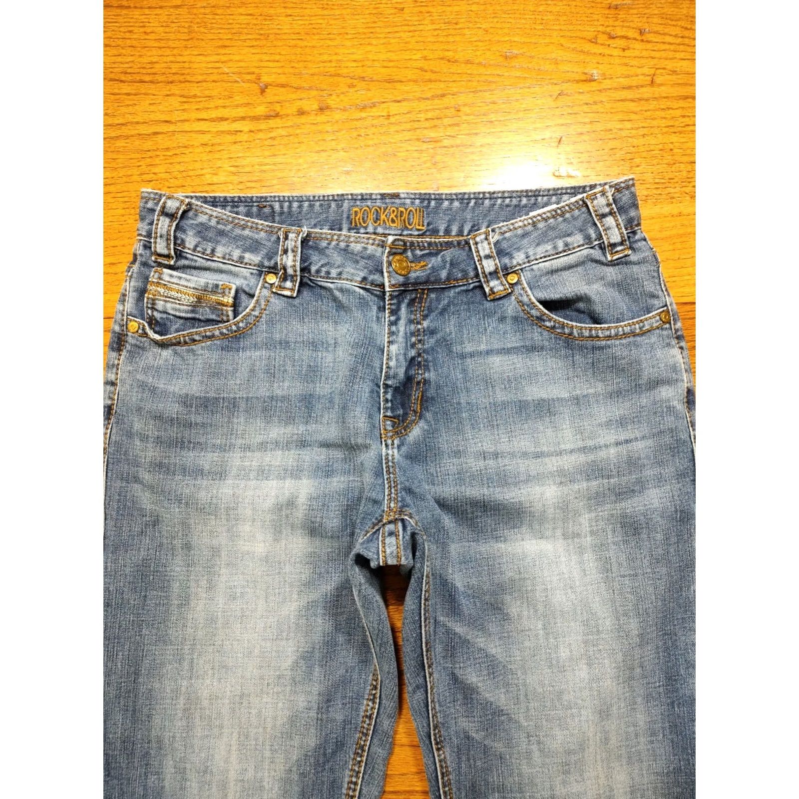 Denime Rock & Roll Cowgirl Blue Denim Boyfriend Jeans Womens Size 30 33 Inseam Western Classic Rock Cowboy Southwestern Size 30" / US 8 / IT 44 - 4 Thumbnail