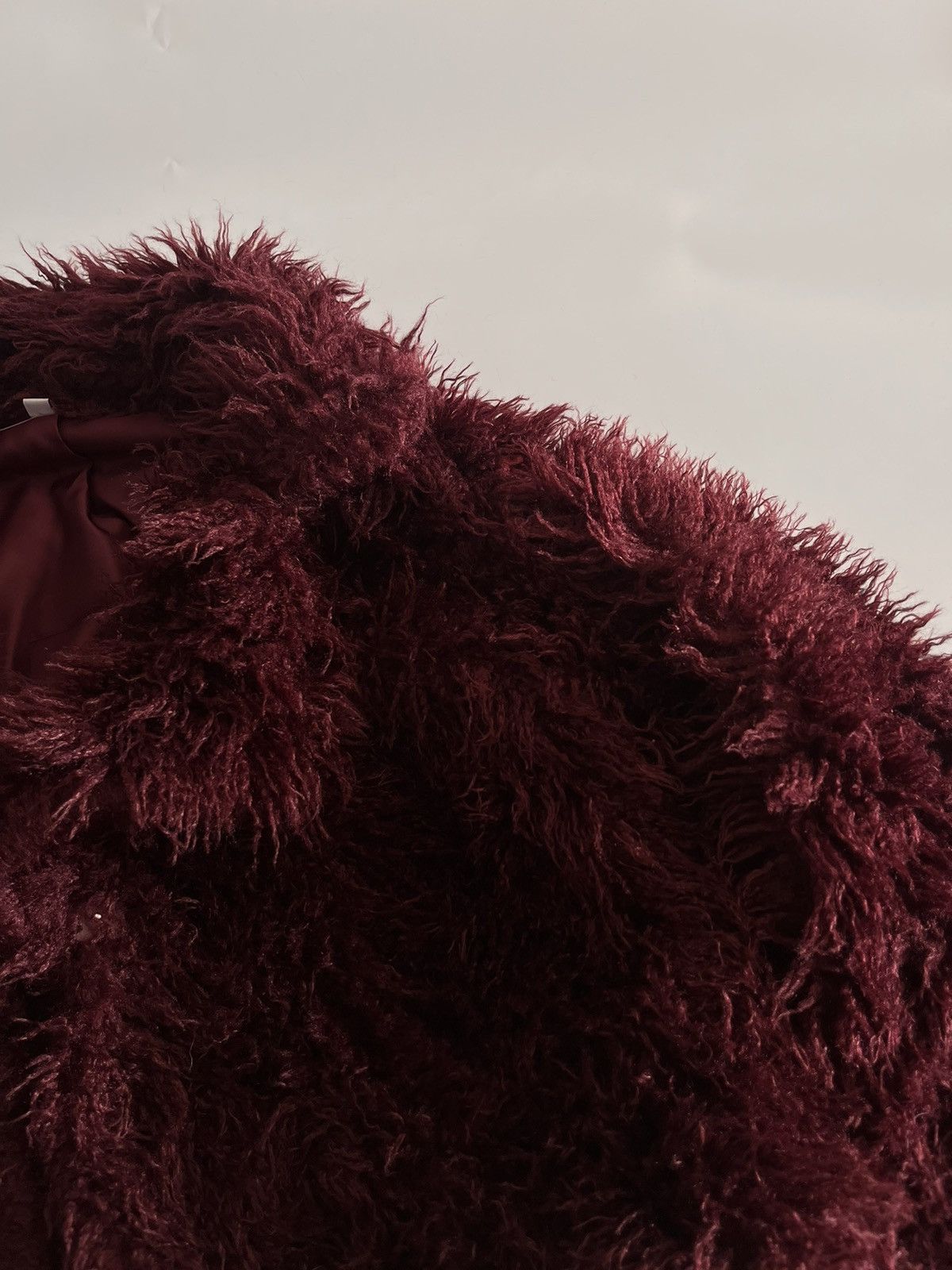 Other Short Fluffy Coat Long Sleeve Warm Coat Burgundy Size M / US 6-8 / IT 42-44 - 2 Thumbnail