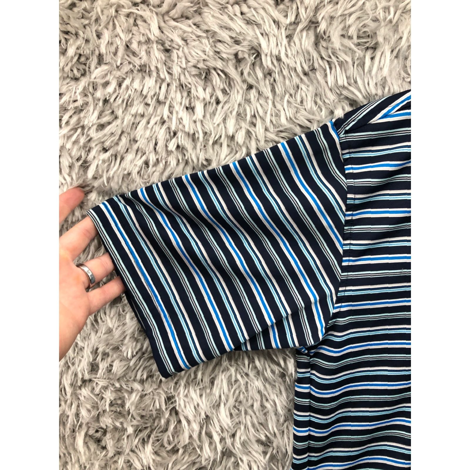 George George Shirt Mens Small Blue Striped Short Sleeve Polo Pullover Golf Size US S / EU 44-46 / 1 - 5 Thumbnail