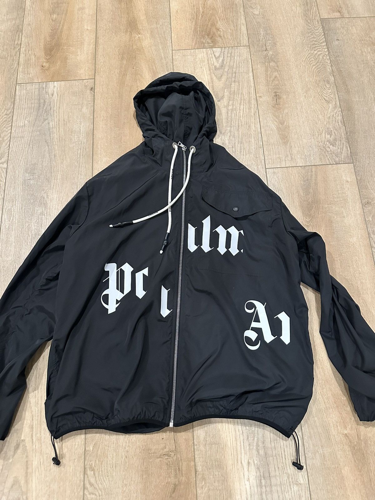 image of Palm Angels Rain Jacket in Black, Men's (Size Large)