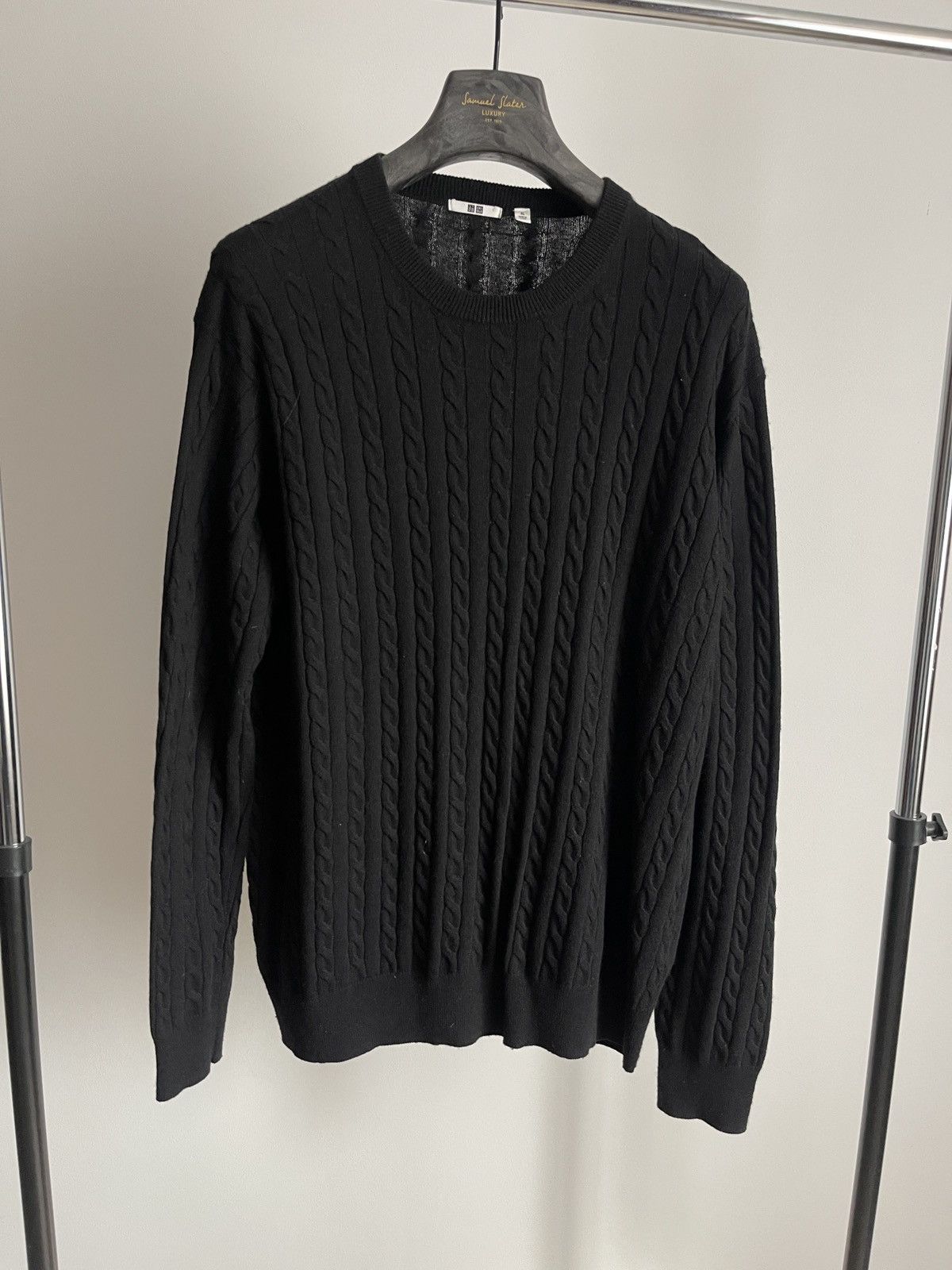 Uniqlo Uniqlo Cable Knit Cashmere Blend Sweater - Black XL Size US XL / EU 56 / 4 - 1 Thumbnail
