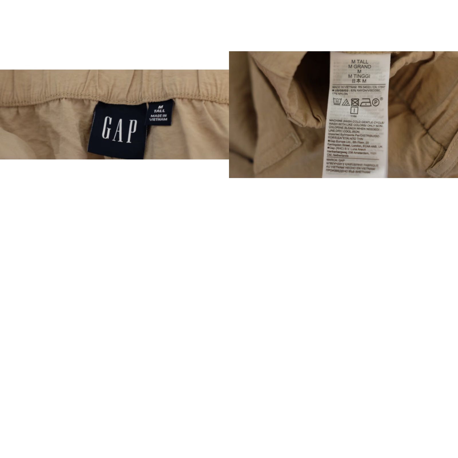 Gap GAP Cargo Pants Beige Lightweight Rayon/Nylon Womens M Tall Pants Size 32" / US 10 / IT 46 - 8 Thumbnail