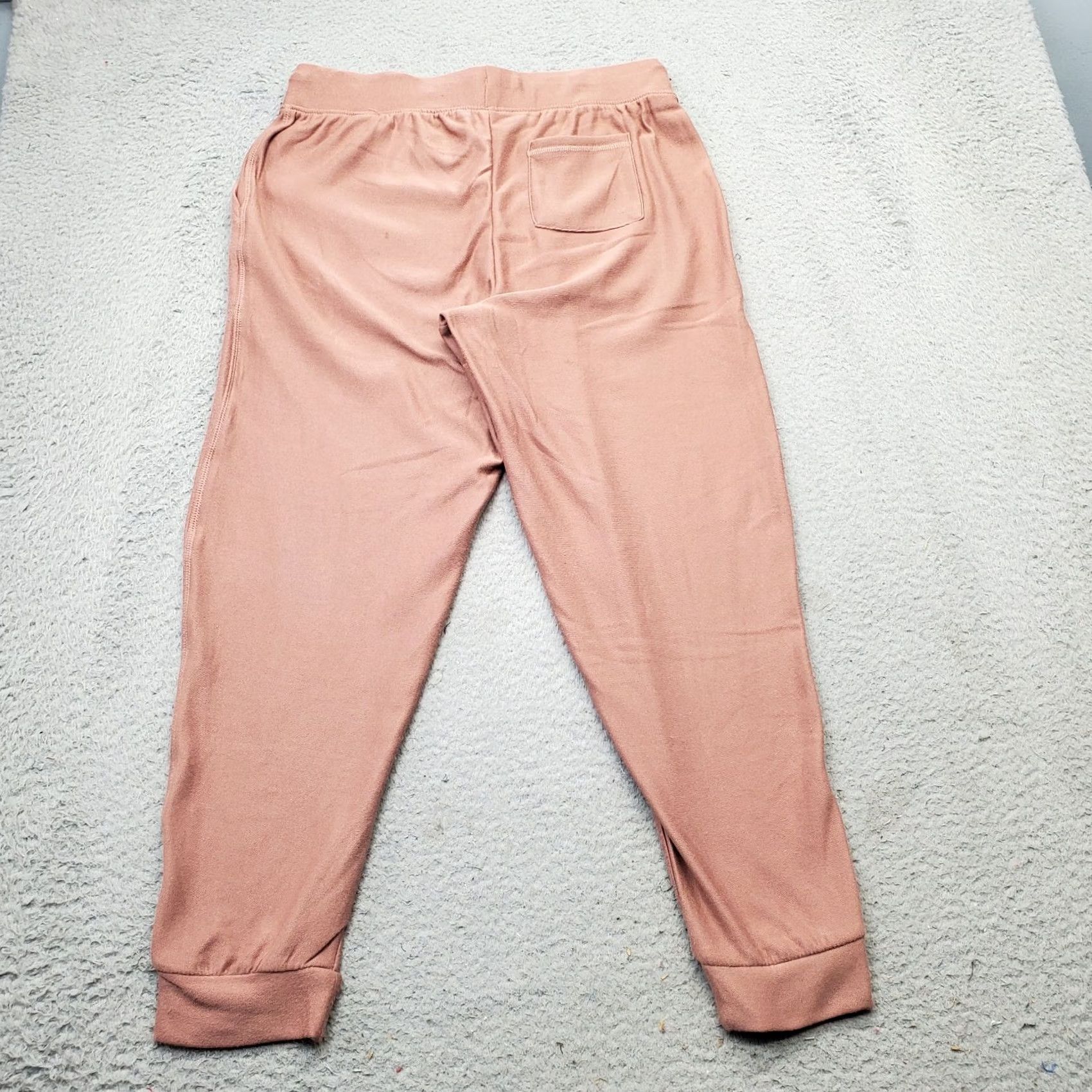 Vintage Cuddl Duds Jogger Pants Women PM Pink Pocket Ribbed Elastic Waist Drawstring Pants Size 32" / US 10 / IT 46 - 2 Thumbnail