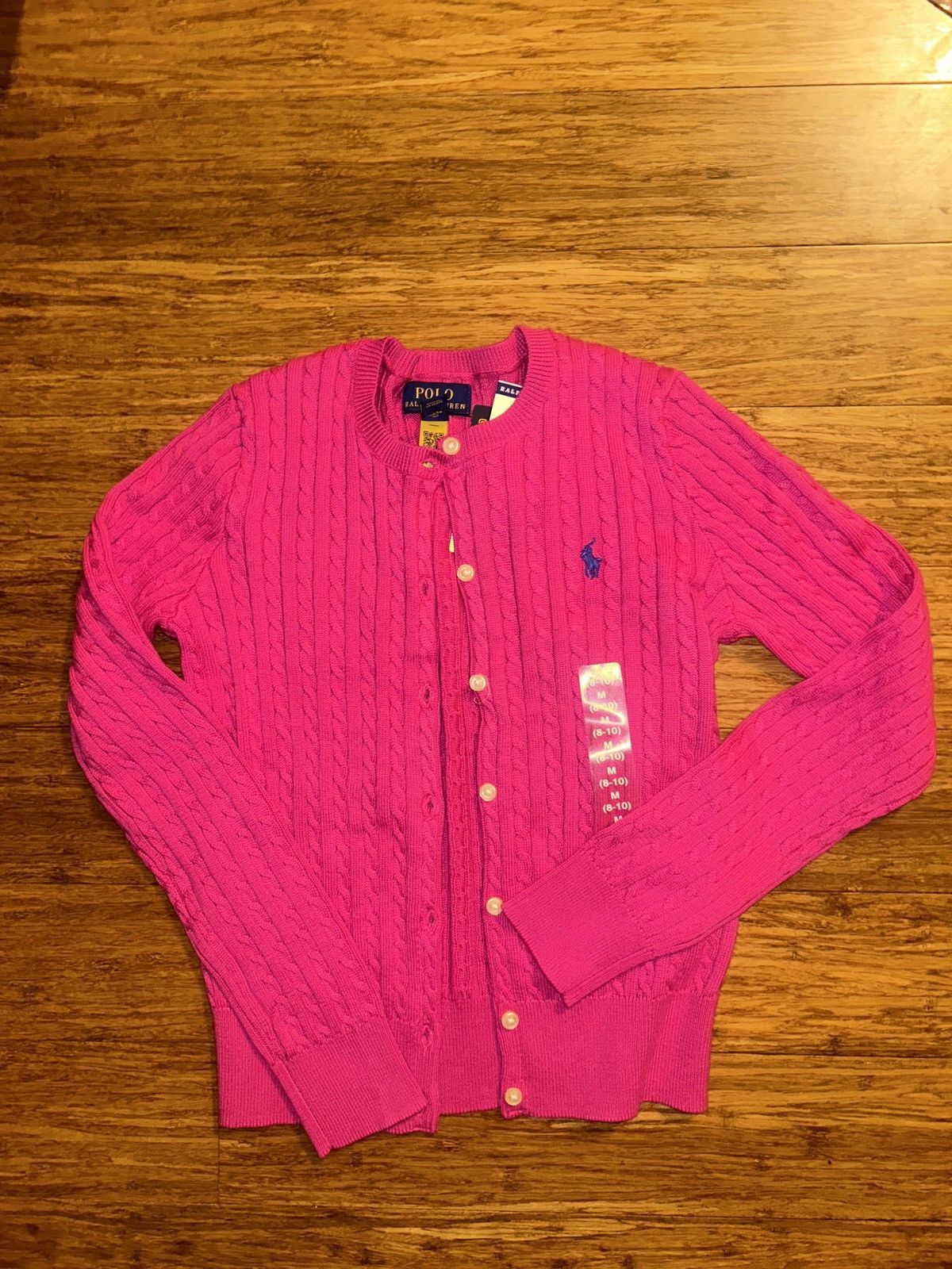 Polo Ralph Lauren Polo Ralph Lauren Big Girls Mini-Cable Cardigan Sweater Pink Size ONE SIZE - 3 Thumbnail