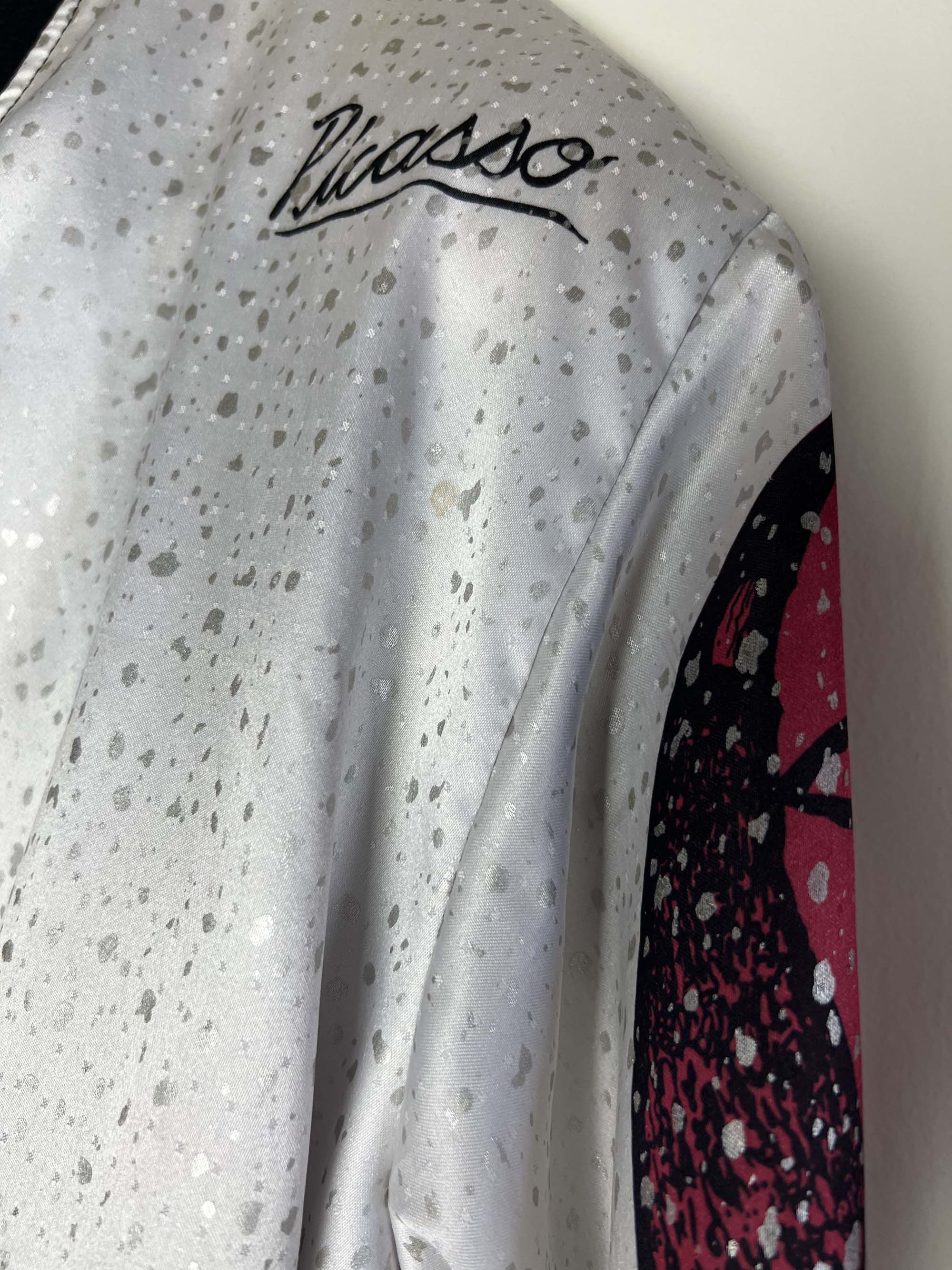 Vintage Vintage 1990's White Picasso Pop Art Silky Bomber Jacket Size US M / EU 48-50 / 2 - 11 Thumbnail