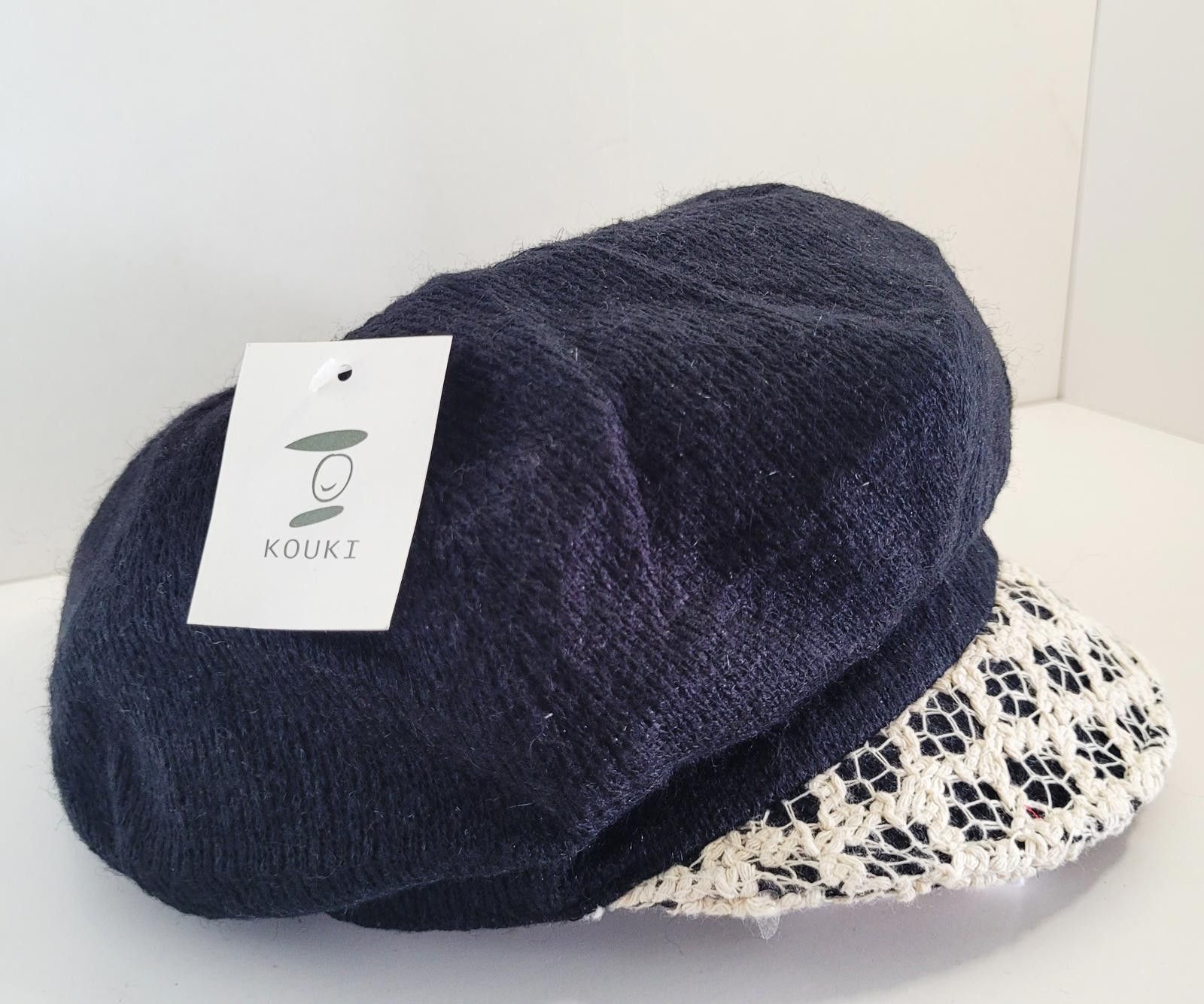 Other KOUKI Women’s Black Knit Newsboy Hat Lace Trim Pom Pom - NEW Size ONE SIZE - 4 Thumbnail