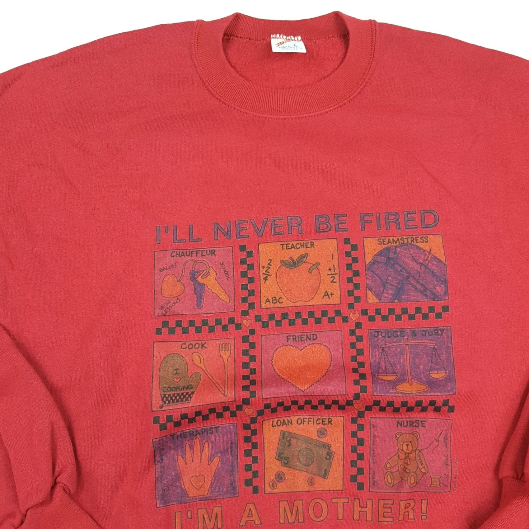 Jerzees VINTAGE Jerzees Sweatshirt Crew Neck Pullover Red Adult L USA Made 90s Retro Graphic Print Mom Shirt Size US L / EU 52-54 / 3 - 2 Thumbnail