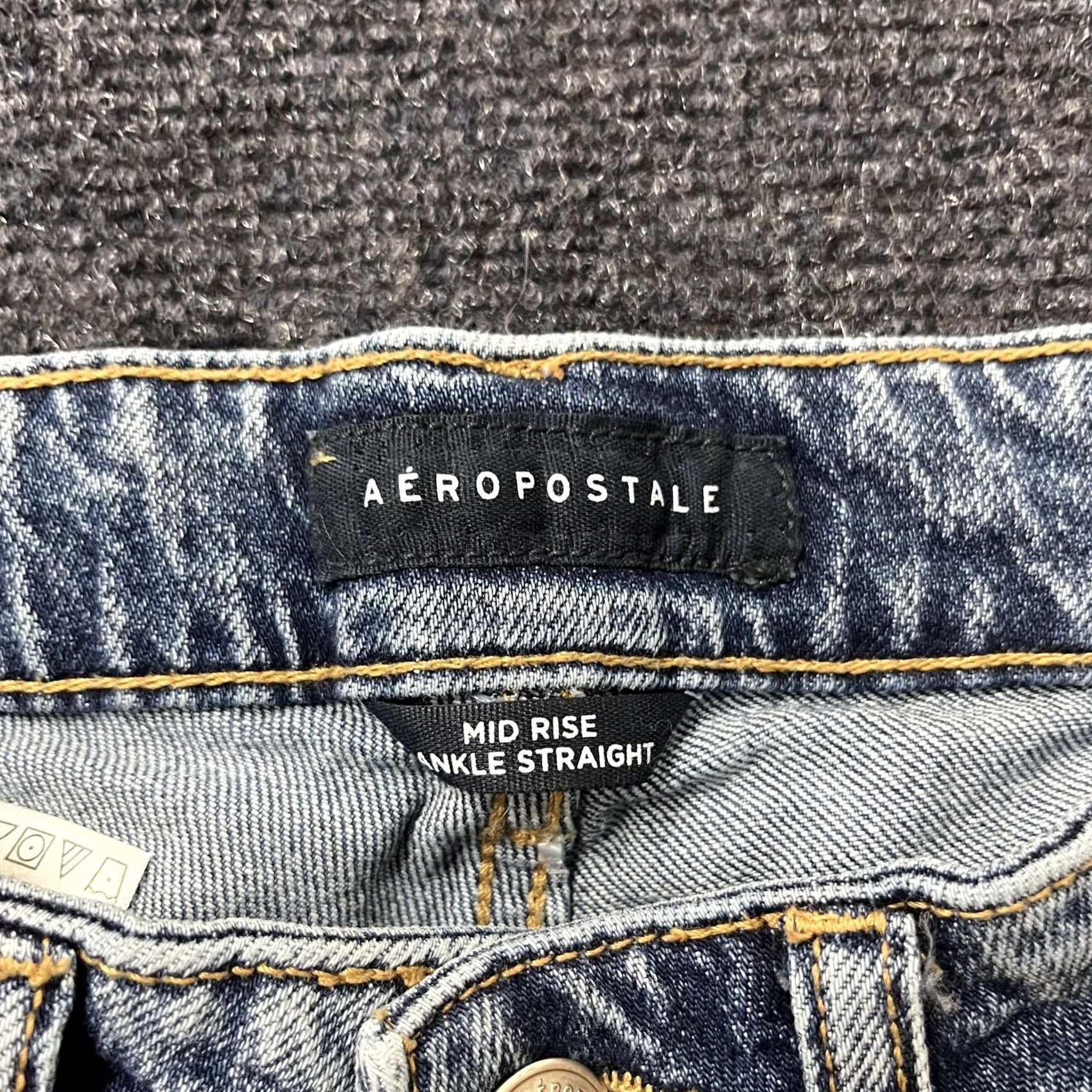 Vintage Aéropostale Jeans Mid Rise Ankle Straight Womens 0 Medium Blue Stretch Denim Jeans Women Regular Fit Pocket Zip Closure Size 25" / US 0 / IT 36 - 4 Thumbnail