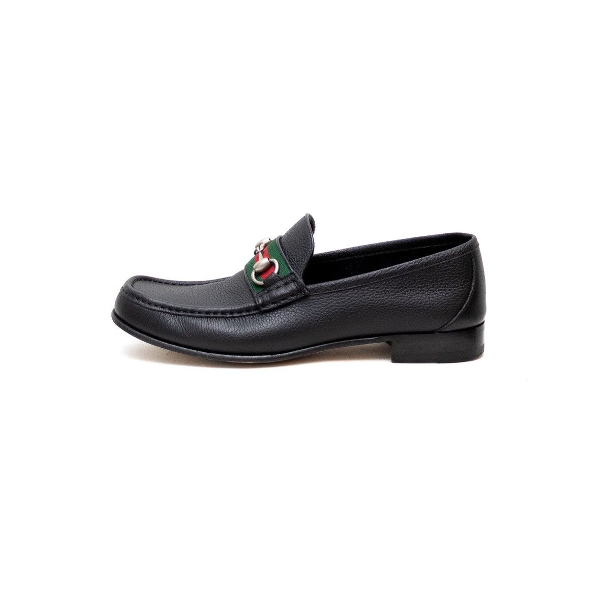 Designer × Gucci WEB Horse-bit Black Pebbled Leather Loafers Men’s Size 9.5us Size US 9.5 / EU 42-43 - 2 Thumbnail