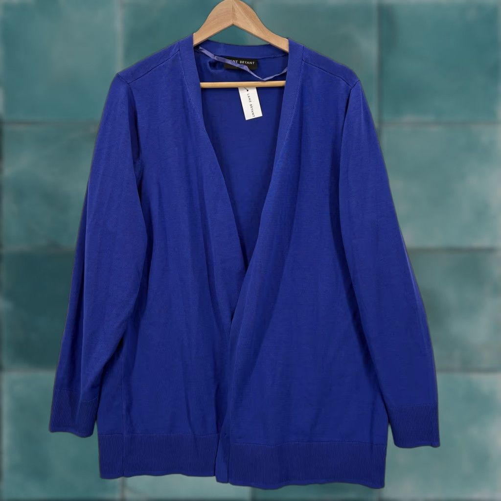 Vintage Lane Bryant Cardigan Sweater Womens 18/20 Blue Open Front Knit Long Sleeve NWT Size XXL / US 16-18 / IT 52-54 - 1 Thumbnail