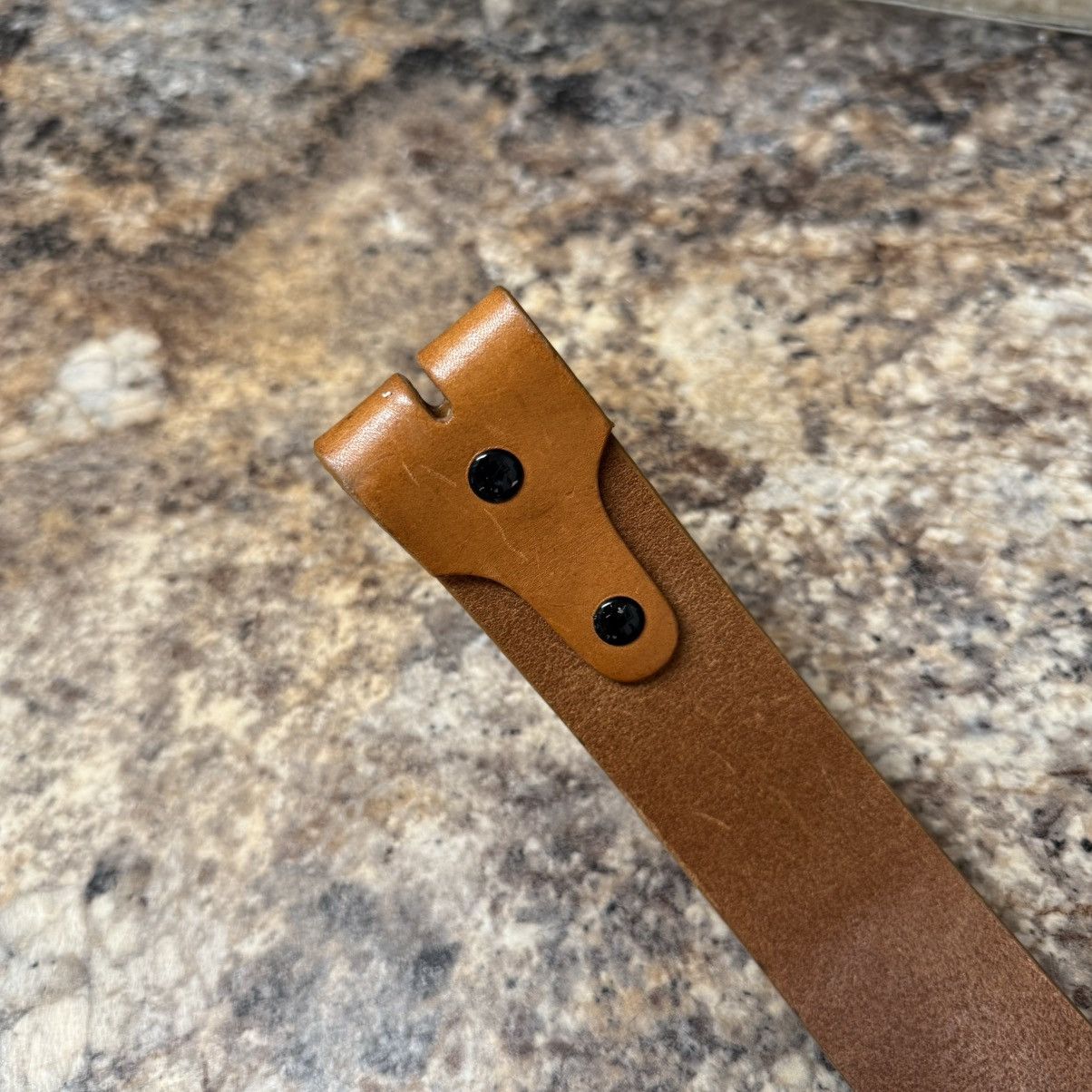 Saks Fifth Avenue Saks Fifth Avenue Stud Rhinestone Tan Italian Leather Belt M Size 32 - 4 Thumbnail