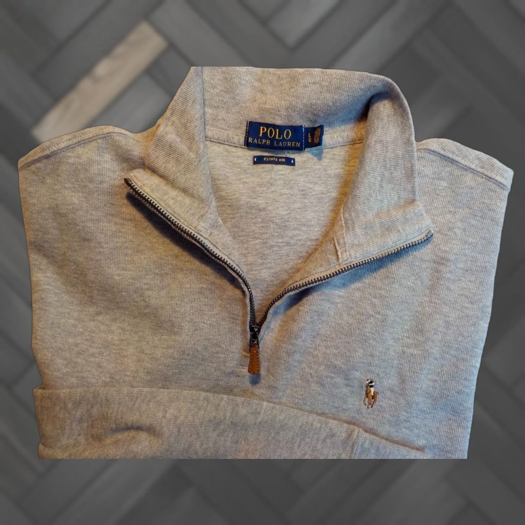 Polo Ralph Lauren Polo Ralph Lauren ESTATE RIB 1/4 Zip Sweater Gray L Large Cotton Pony Logo Mens Size US L / EU 52-54 / 3 - 1 Thumbnail