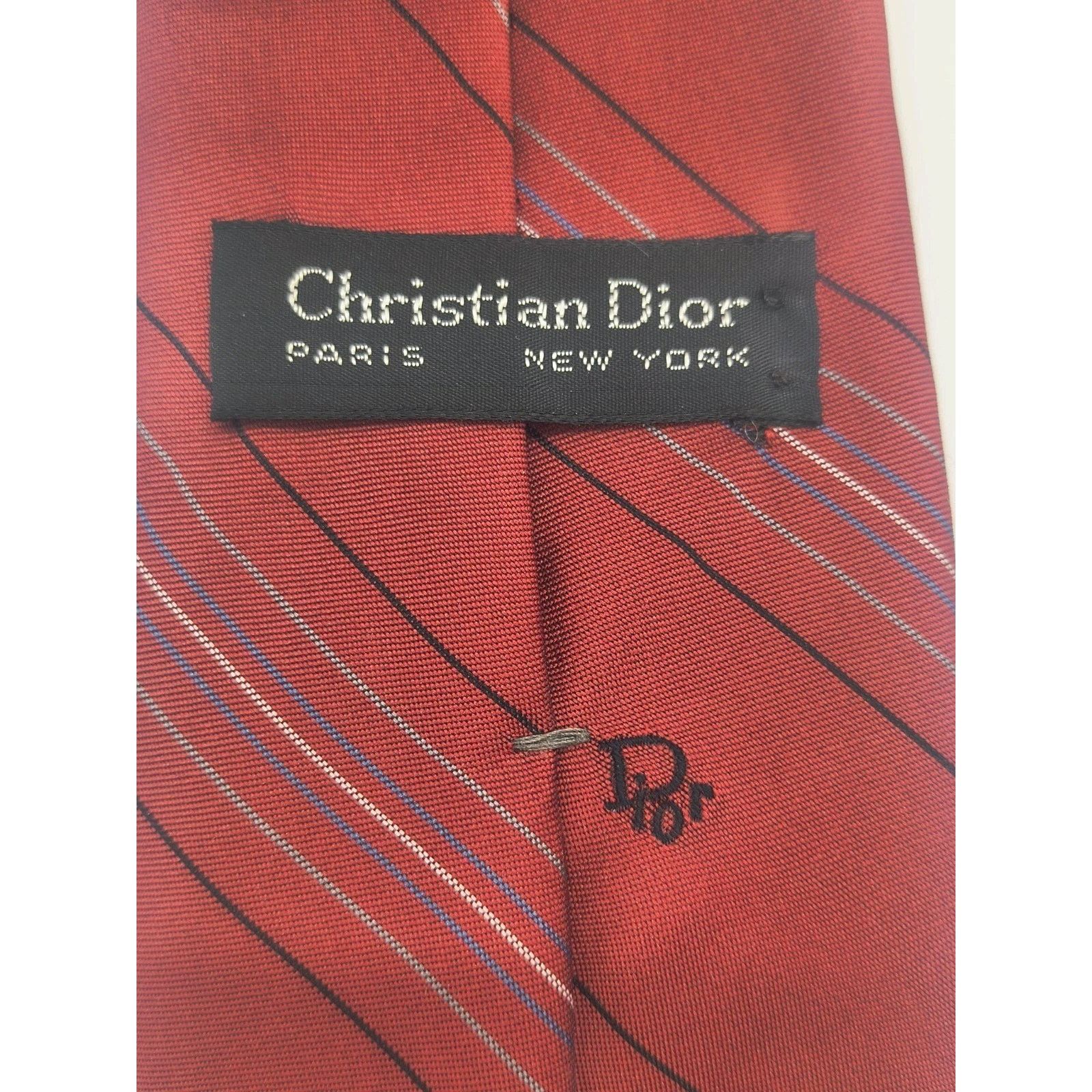 Christian Dior Monsieur Vintage Christian Dior Men's Burgundy Stripe Tie 3"W x 56"L Size ONE SIZE - 7 Thumbnail
