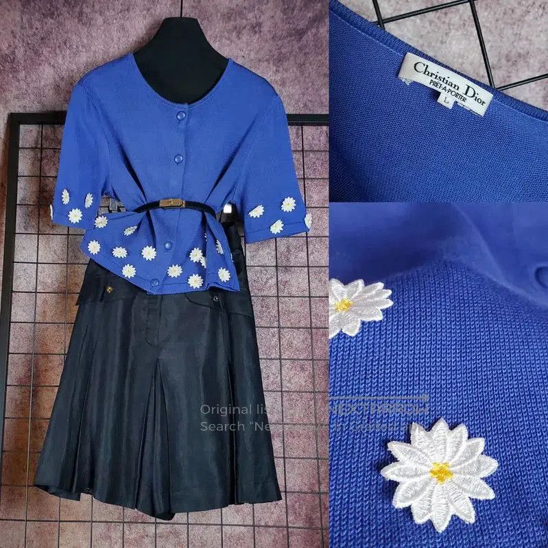 Dior Dior Summer Blue Embroidered Top . Size L / US 10 / IT 46 - 1 Thumbnail