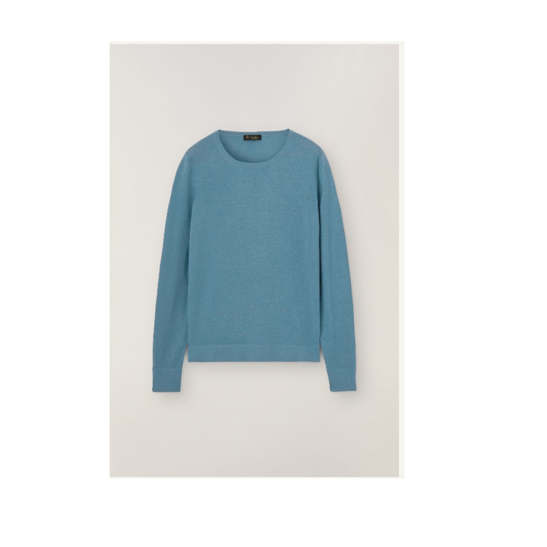 Loro Piana o1srvl11e1224 Neo Piuma Crewneck Sweater in Blue Size XS / US 0-2 / IT 36-38 - 1 Thumbnail