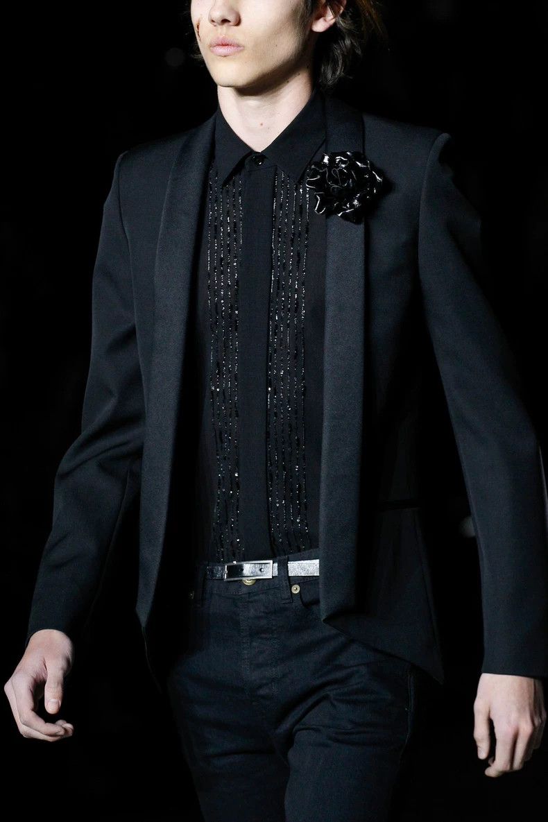 Yves Saint Laurent Saint Laruent size 39 17 FW black scale rhinestone organ sh Size US M / EU 48-50 / 2 - 7 Thumbnail