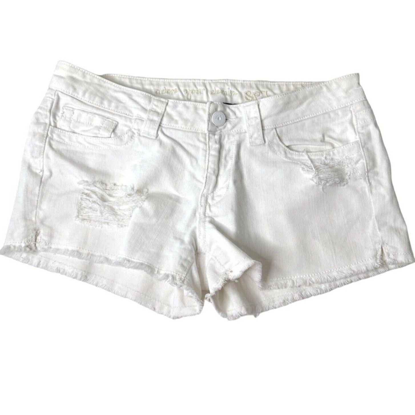 Other Adore Your Denim SPJ White Distress Denim Shorts Raw Edge Size 30" / US 8 / IT 44 - 1 Thumbnail