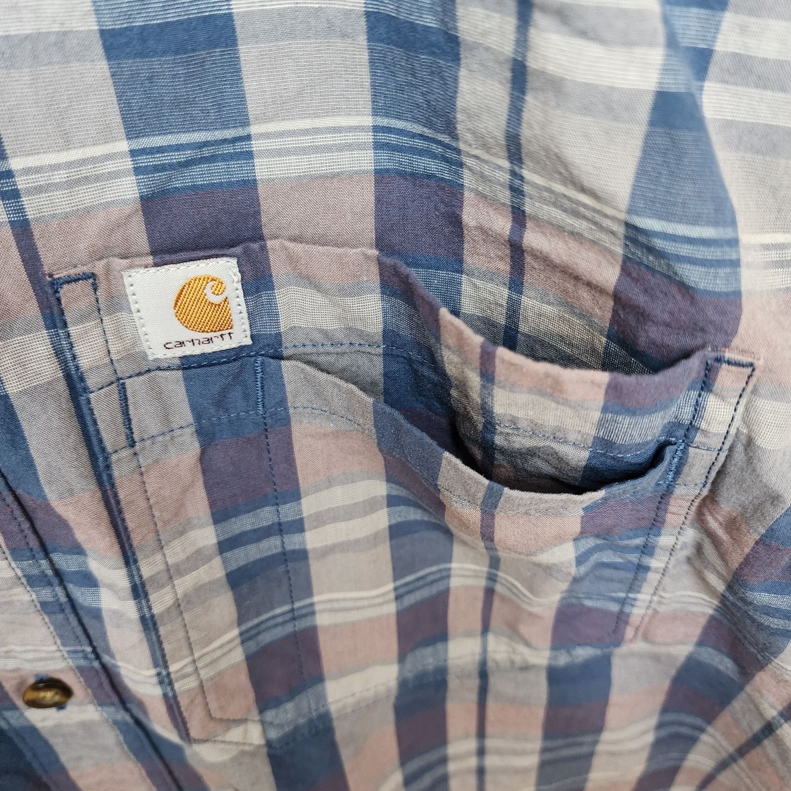 Carhartt Carhartt Men's Medium Red & Blue PlaidShort Sleeve Button-Up Size US M / EU 48-50 / 2 - 6 Thumbnail