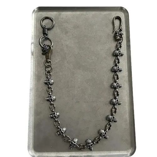 Jewelry Silver Skull Chain Wallet Keychain, Gothic Pants Chain Size ONE SIZE - 5 Thumbnail