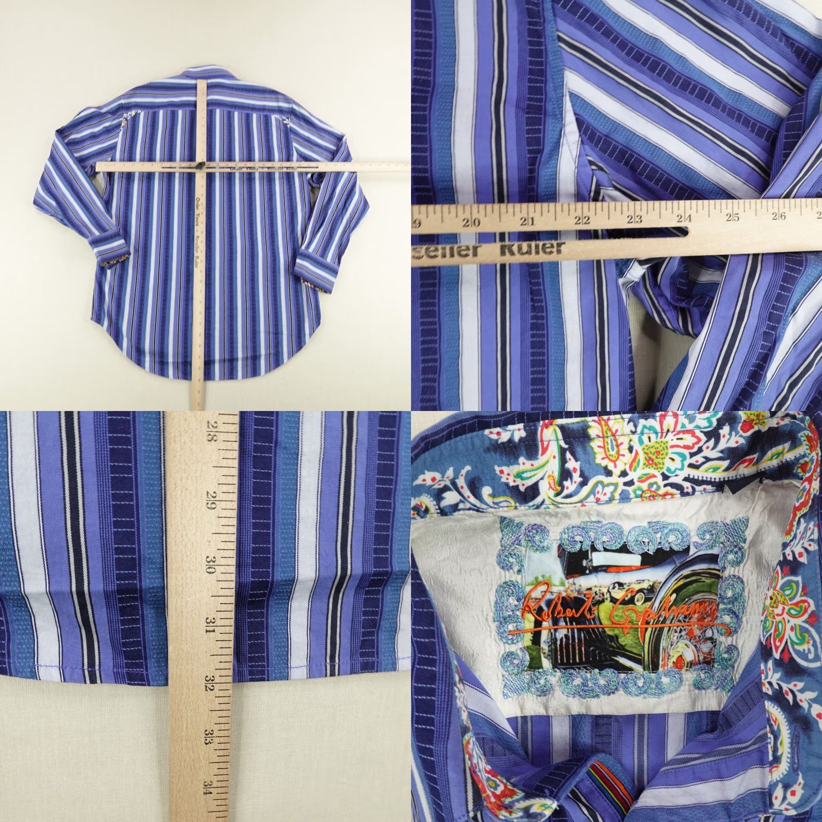 Robert Graham Robert Graham Shirt Mens Large Blue White Stripes Button-Up Collared Button Up Long Sleeve Cotton Size US L / EU 52-54 / 3 - 8 Thumbnail