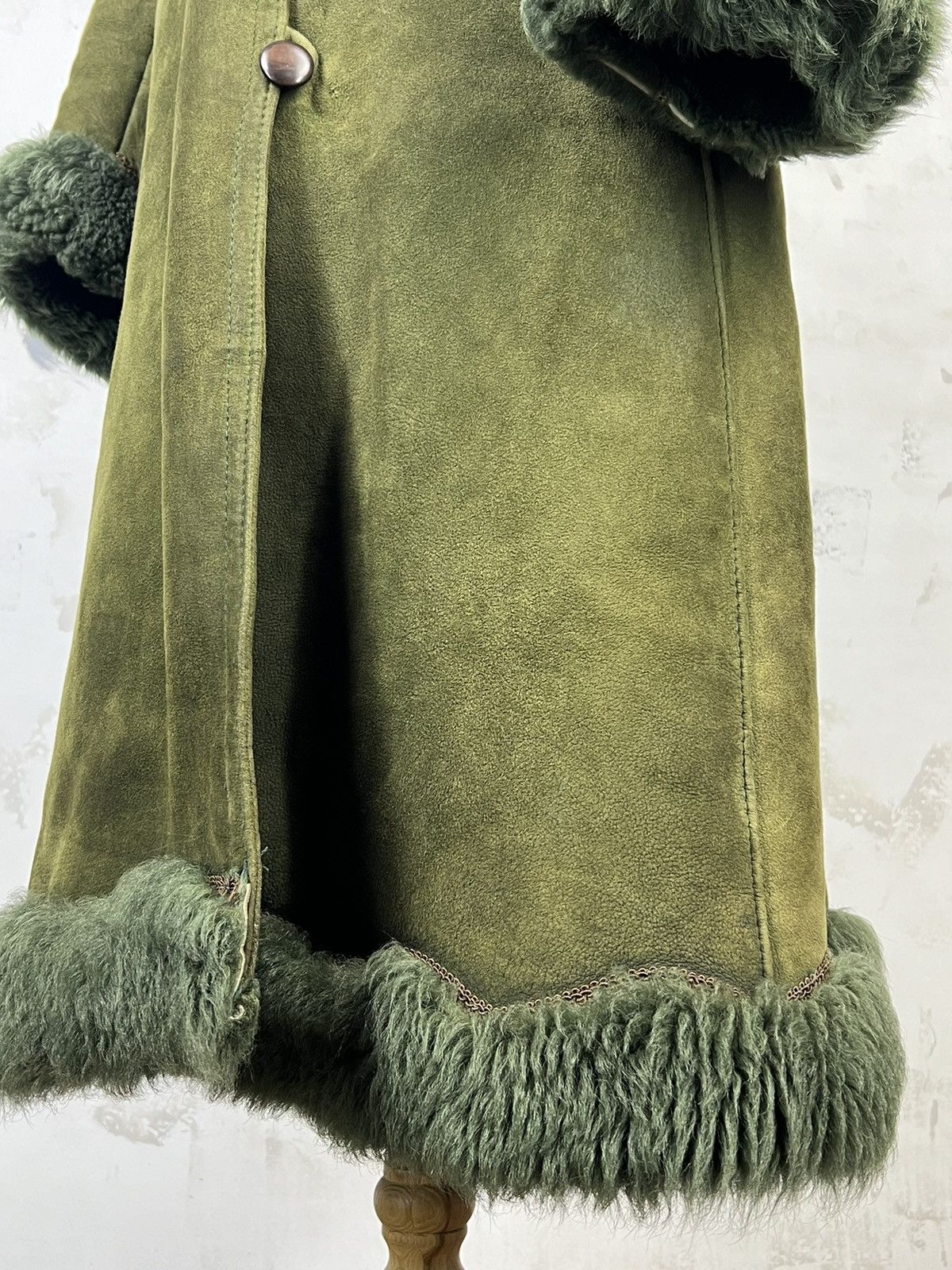 Vintage Vintage Green Suede Shearling Coat Long Jacket Size M - L Size L / US 10 / IT 46 - 10 Thumbnail