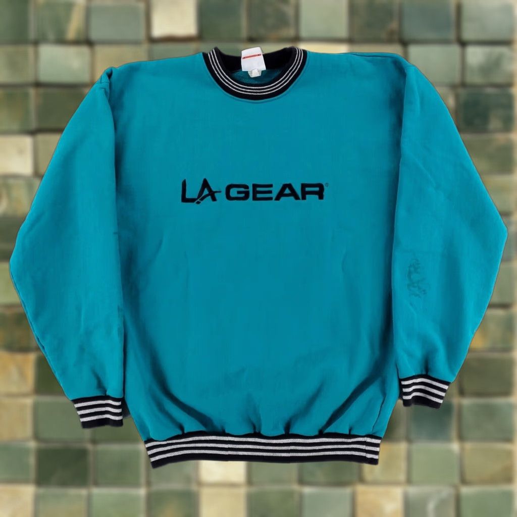 La Gear VINTAGE LA Gear Sweatshirt Mens L Green Spellout Big Center Logo 80s 90s Pullover Size US L / EU 52-54 / 3 - 1 Thumbnail