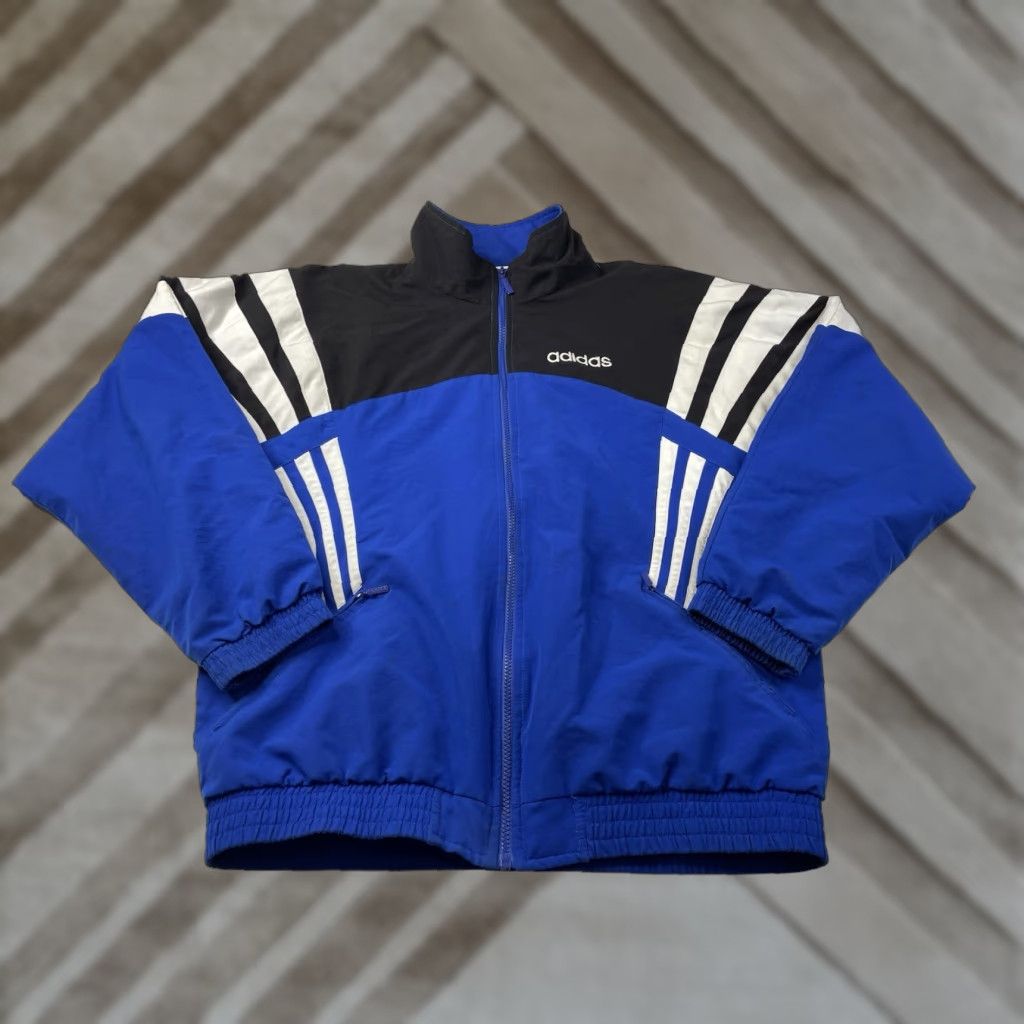 Adidas VINTAGE adidas Track Jacket Full Zip Blue Black Mens L Soccer Retro Size US L / EU 52-54 / 3 - 1 Thumbnail