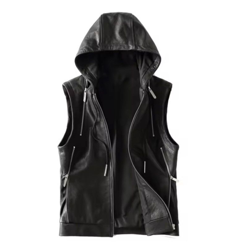 Faux Leather Hooded Vest - Tactical Streetwear