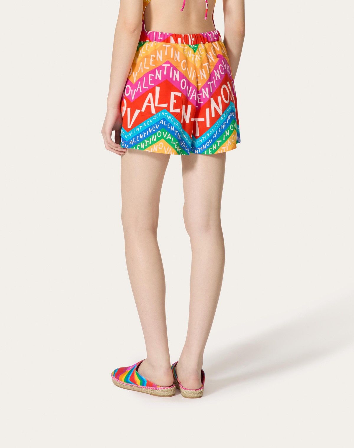 Valentino o1s1wg110525 Crepe De Chine Chevron 24 Shorts in Multicolor Size 27" / US 4 / IT 40 - 3 Thumbnail