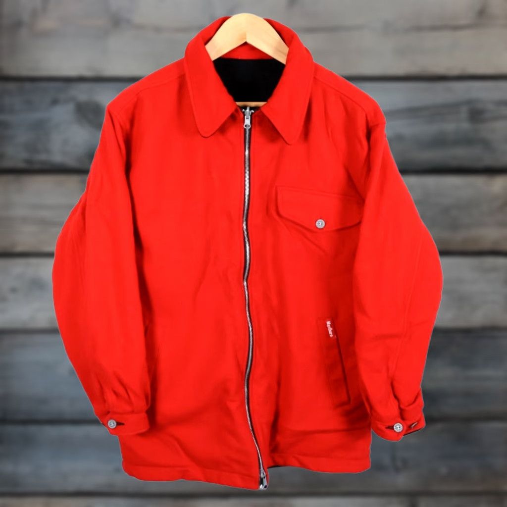 Marlboro Marlboro Reversible Wool Jacket Mens Large Velvet Black Red Oversized VTG Bomber 90s Hipster Retro Full Zip Pockets Size US L / EU 52-54 / 3 - 1 Thumbnail