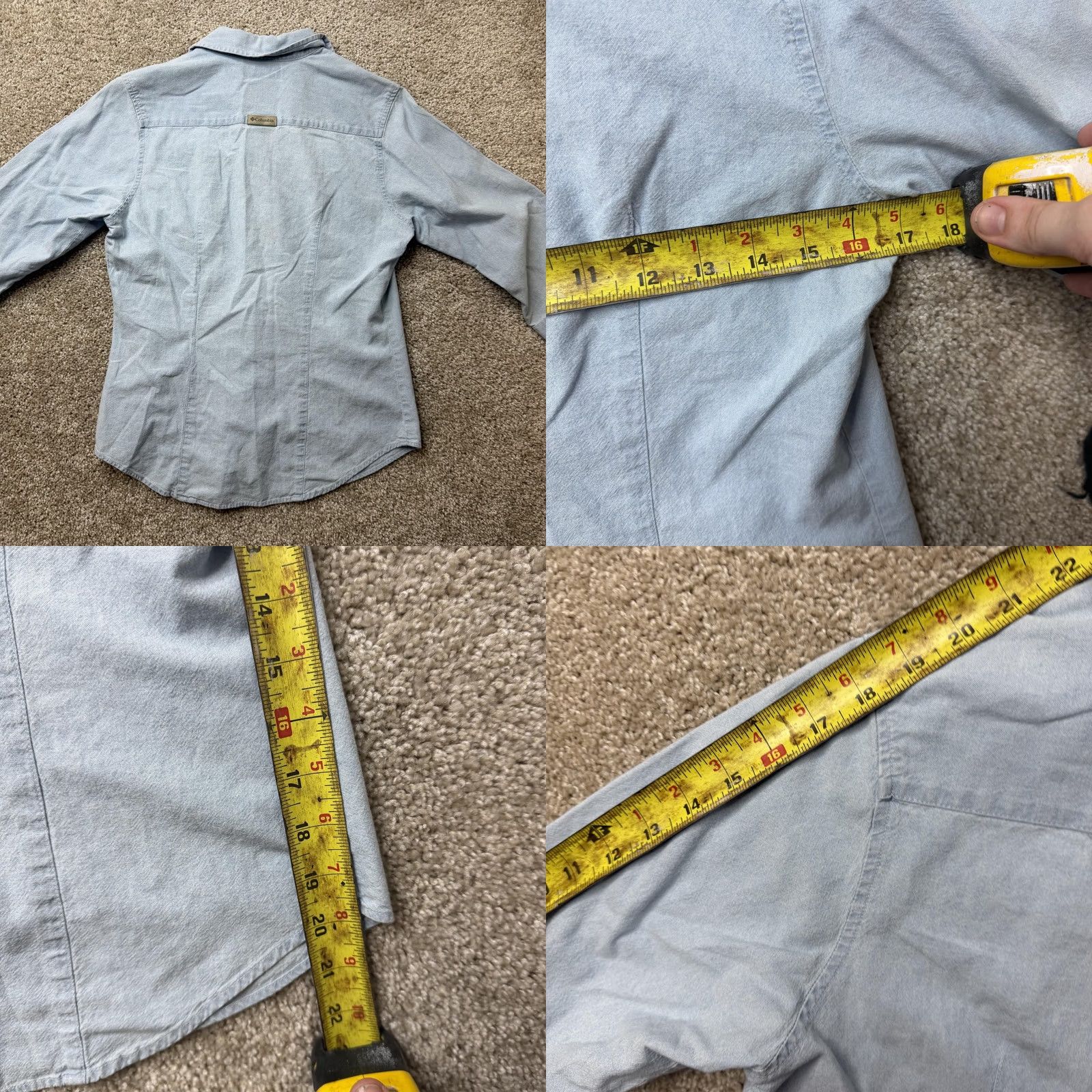 Vintage Columbia Button Up Shirt Womens Small Blue Chambray 3/4 Sleeve Cotton Top - Vintage Size S / US 4 / IT 40 - 8 Thumbnail