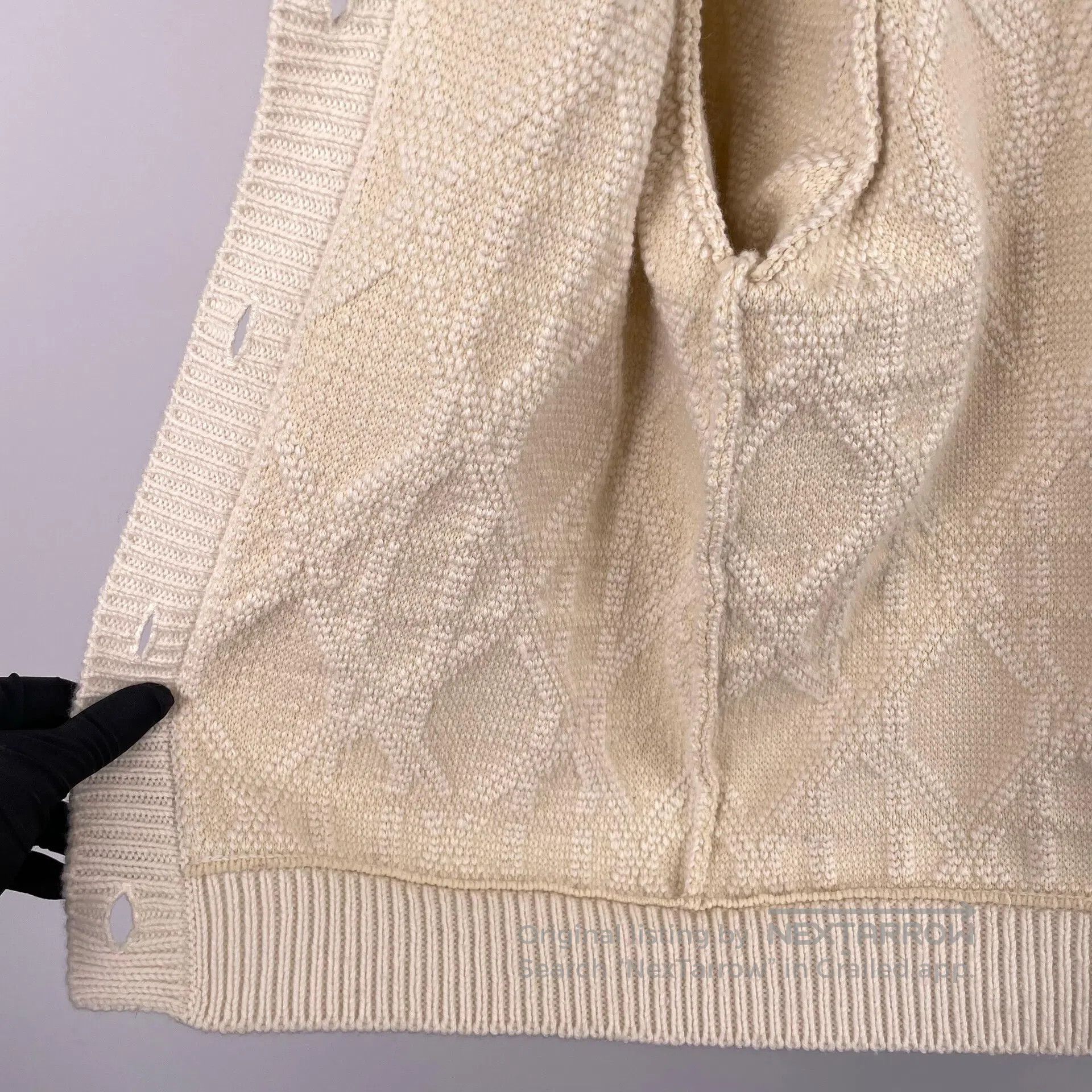 Dior Dior Milk white diamond pattern navy collar knit cardigan Size XS / US 0-2 / IT 36-38 - 9 Thumbnail