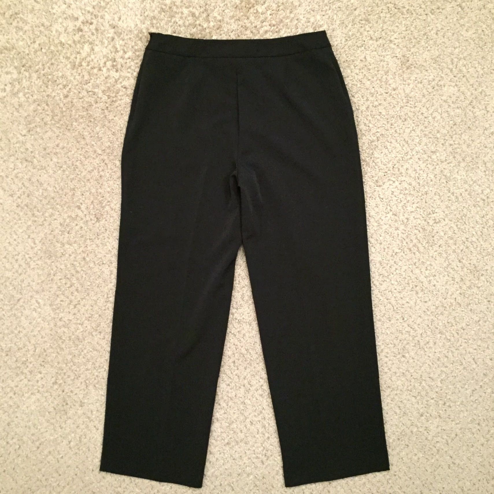 Vintage Laura Scott Dress Pants Womens Size 12P Black Straight Leg Flat Front Side Zip Size 34" / US 12 / IT 48 - 7 Thumbnail